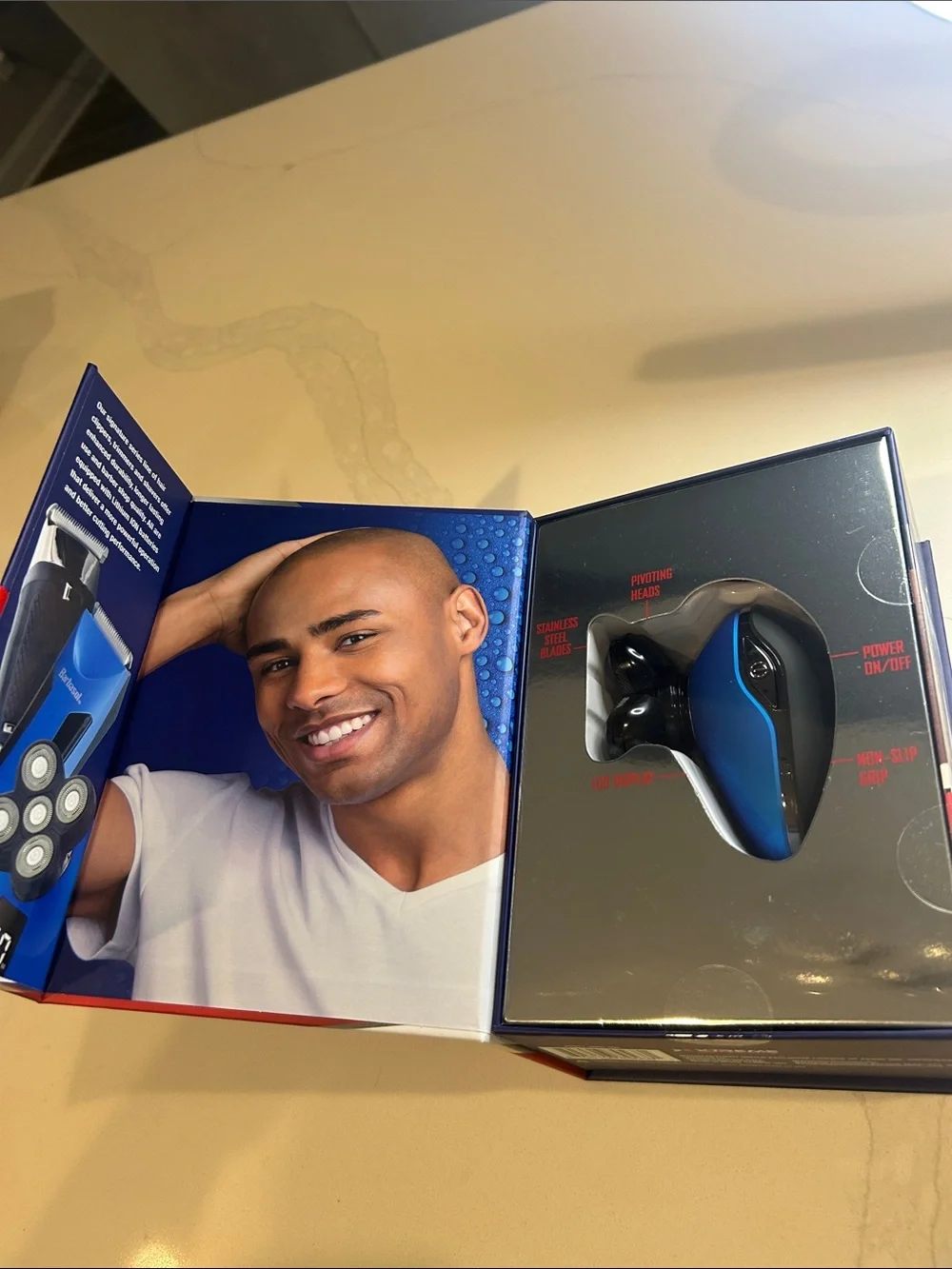 Barbasol Rechargeable LCD Head Shaver Set - Blue New In Box
